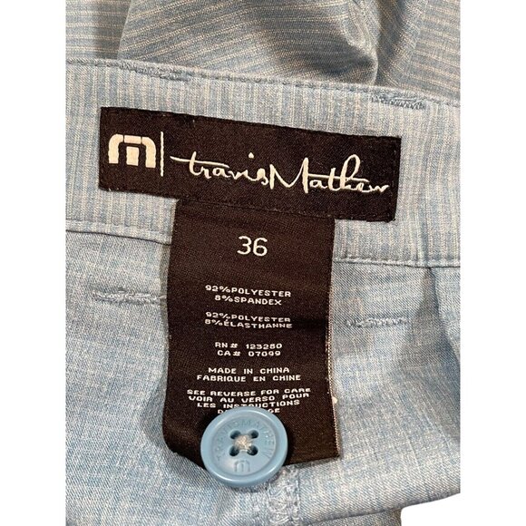 Travis Mathew Men's Kona Blue Striped Chino Golf Shorts SIZE-36 - Picture 2 of 5